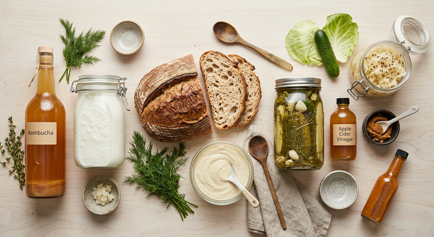 Fermented foods like sourdough and sauerkraut for gut health
